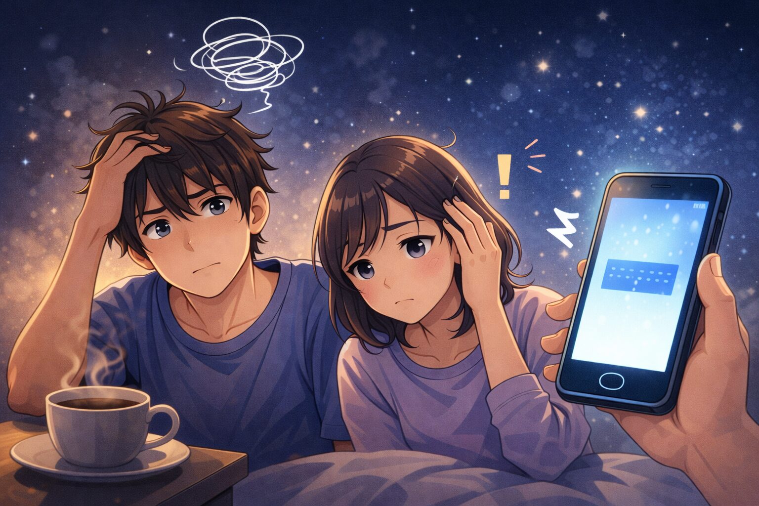 ストレスやスマホが原因で眠れないイメージ