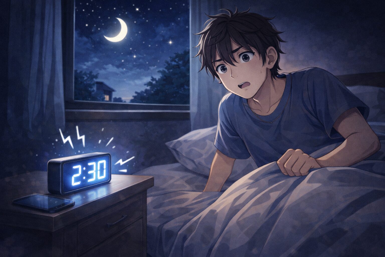 夜中に目が覚めて眠れない人