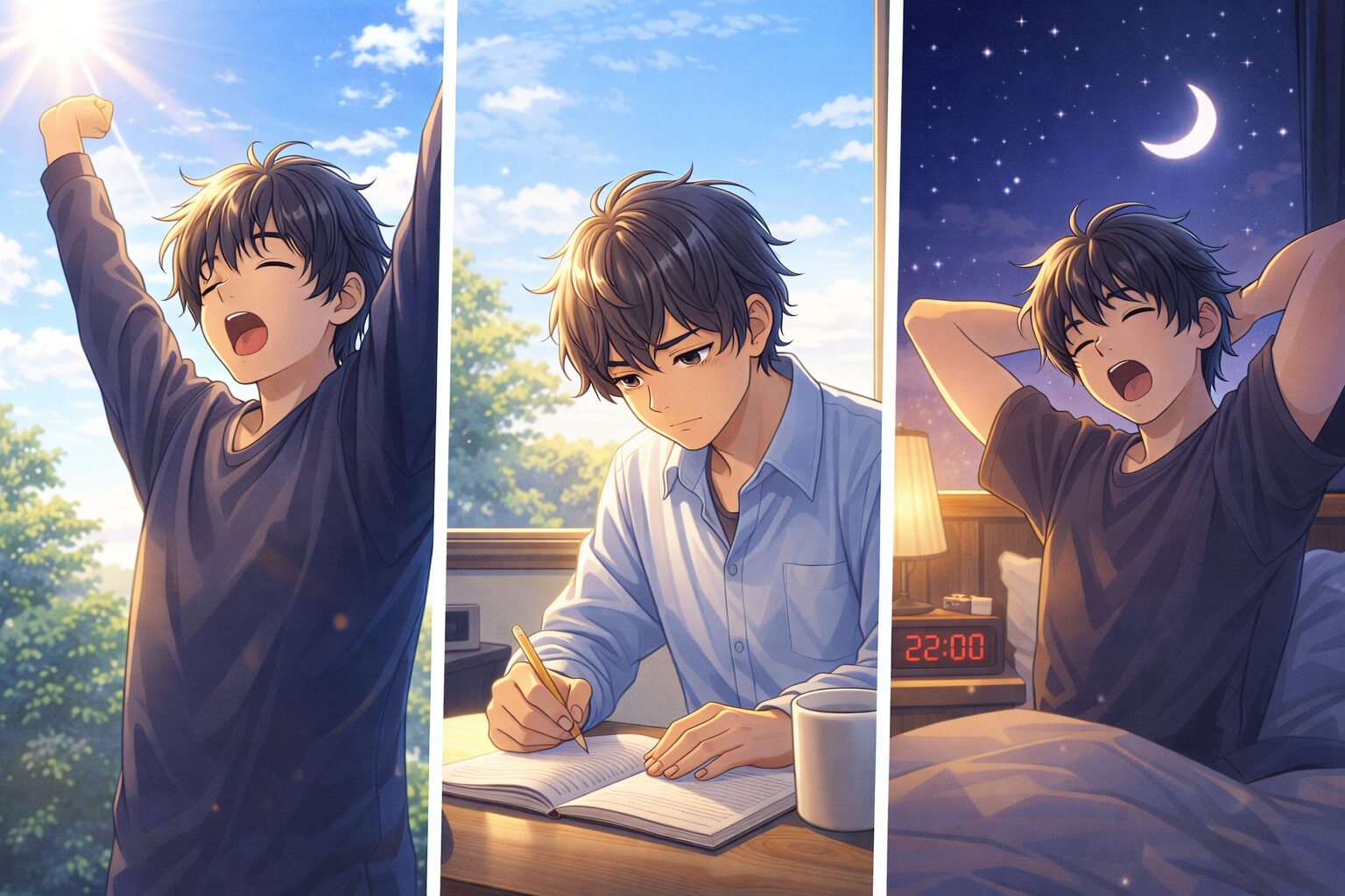 寝不足の日の朝から夜までの過ごし方のイメージ