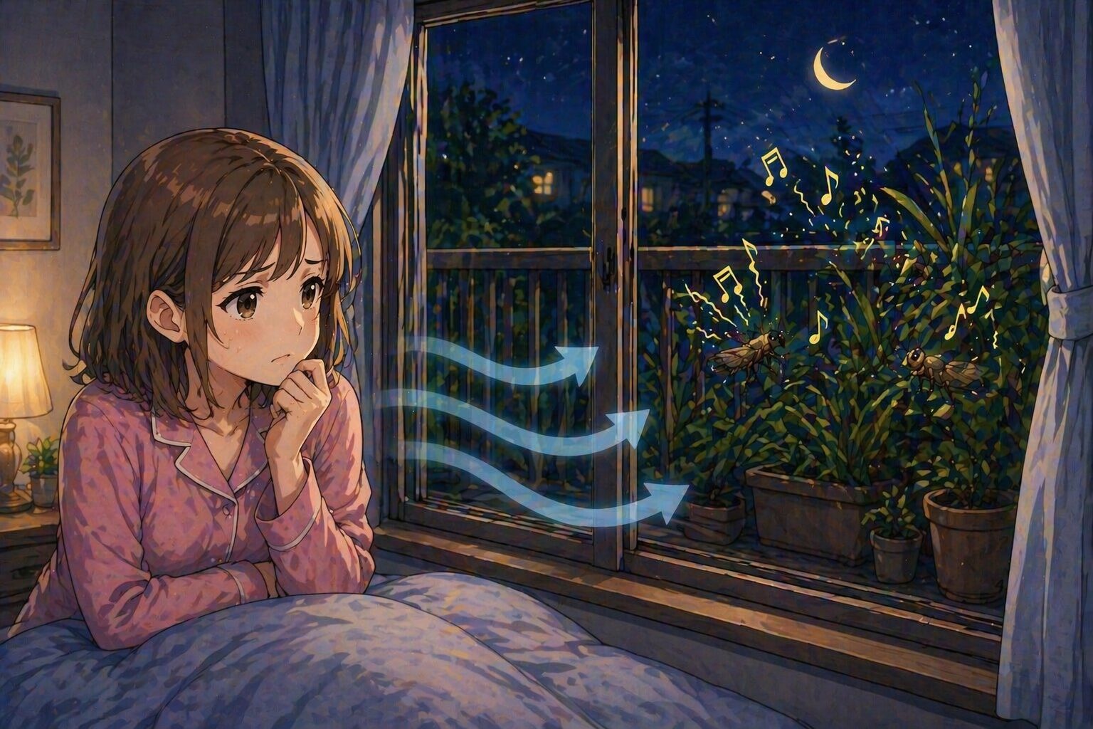 虫の音が室内に入り眠れない夜の原因イメージ画像