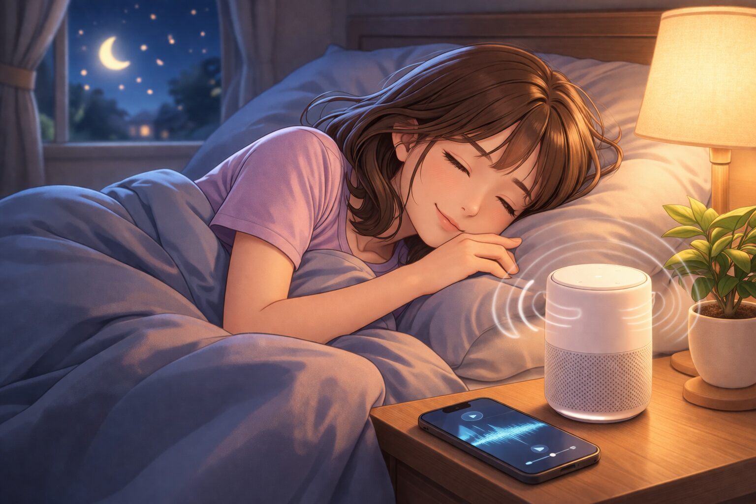 ホワイトノイズマシンで眠る環境イメージ