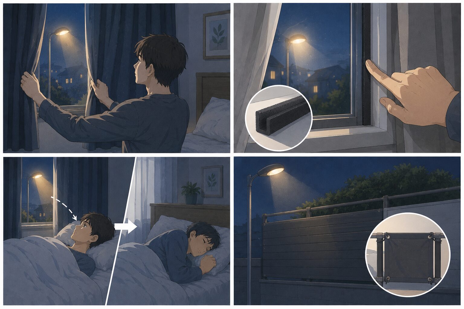 外灯や街灯の光で眠れない時の対策イメージ