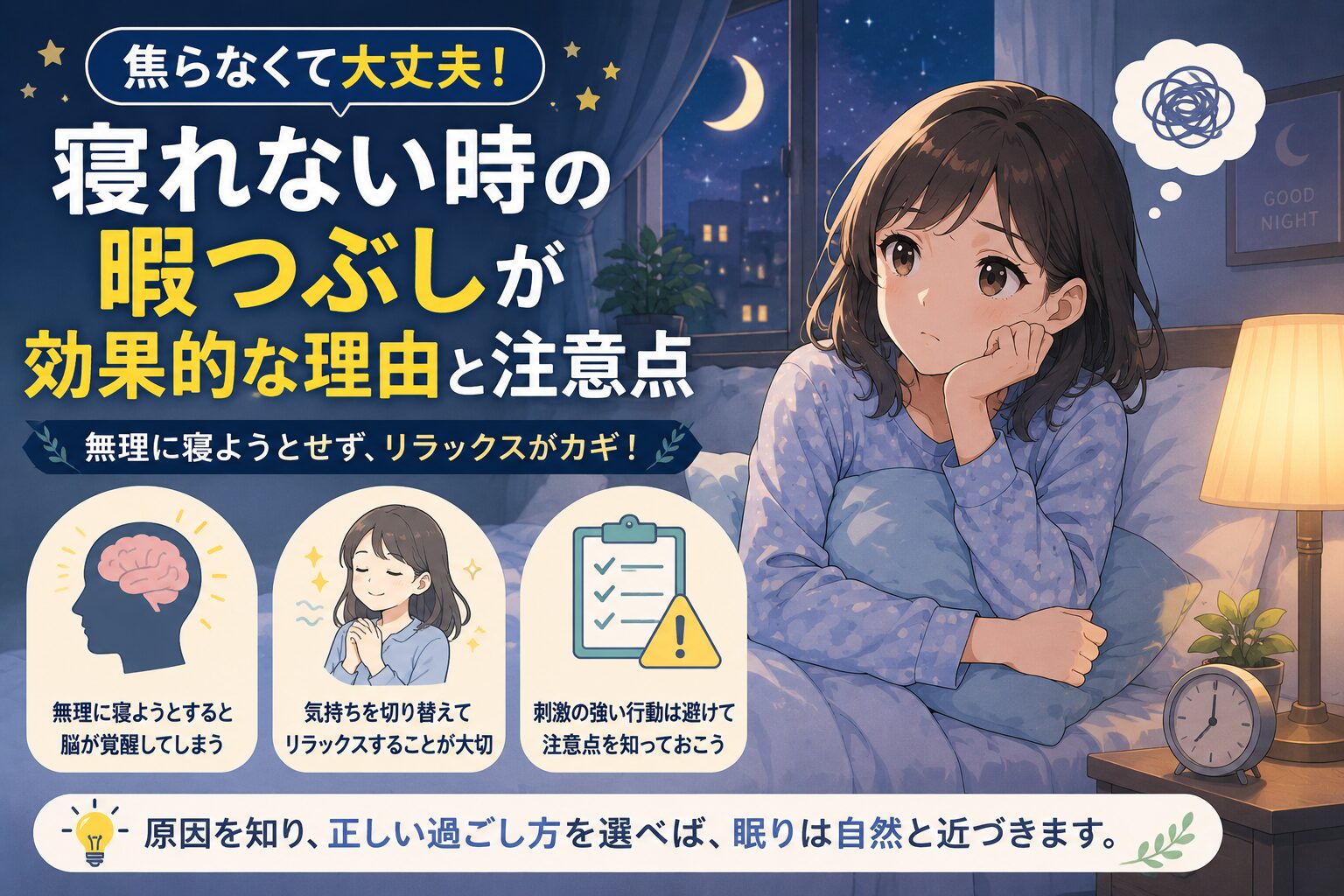 寝れない時の暇つぶしが効果的な理由と注意点のイメージ